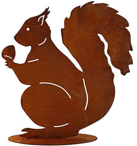 Rostikal Eichhörnchen Deko Figur 32 x 30 cm Herbstdeko draußen Gartendeko Rost Metall