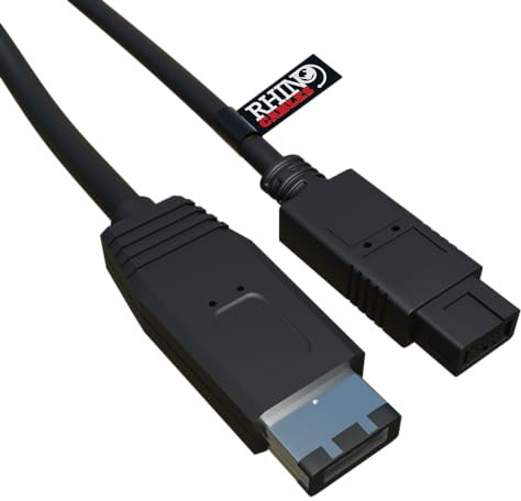 rhinocables - FireWire Cable | IEEE 1394 DV 9 Pin to 6 Pin | Audio Cable for PC, Camera & Video Camera | Versatile Connectivity | 3m Length, Black