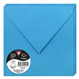 Clairefontaine 5553C - Packung mit 20 Umschläge Pollen, 165 x 165mm, 120g, ideal für Einladungen und Korrespondenz, Türkis, 1 Pack