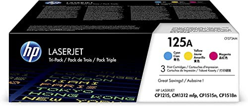 HP 125A (CF373AM) Multipack Original Toner Cyan/Magenta/Gelb für HP LaserJet CM1312, CP1215, CP1515, CP1518, 3 Stück (1er-Pack)