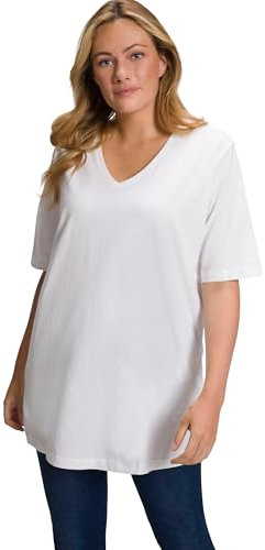Ulla Popken Damen Basic-v-shirt T-Shirts, Schneeweiß, 46-48 EU