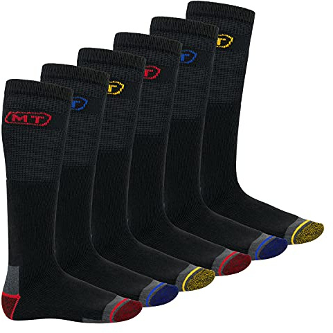 MT Herren Arbeits- und Freizeitsocken (6 Paar) Robuste Work Kniestrümpfe - Schwarz 43-46