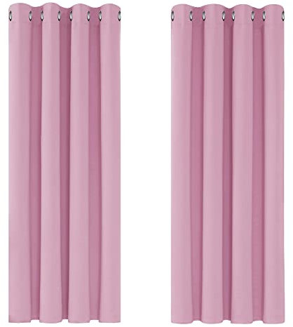 Deconovo Blackout Curtains for Bedroom Kids Thermal Insulated Eyelet Blackout Curtains Nursery 46 x 72 Drop Inch Pink 2 Panels