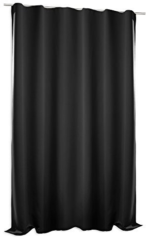 Verdunklungsgardine Blackout extra breit ca. 295x245 cm Kräuselband Vorhang Blickdicht Gardine #1388 (schwarz)