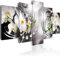 B&D XXL - Wandbilder XXL Abstrakt 200x100cm 5 tlg - Wand Deko Leinwand Bilder Groß Wanddeko Wohnzimmer Schlafzimmer Kunstdrucke - Blumen Orchidee Perlen Diamant b-A-0257-b-p
