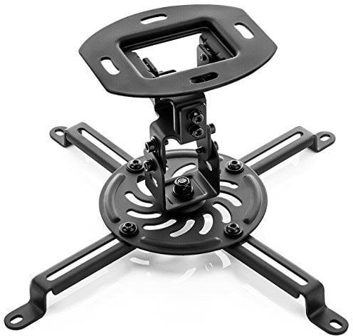 deleyCON Universel Support Plafond pour Vidéoprojecteur - Inclinable +-15° Pivote à 360° Charge Jusqu’à 13,5Kg Conduit de Câble - Noir