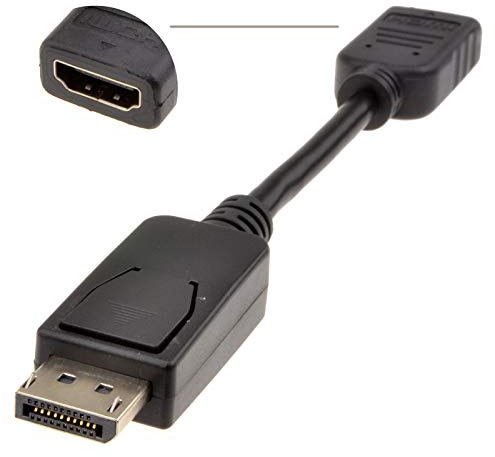 kenable DisplayPort Male Plug to HDMI Female Socket Adapter Cable 15cm Black