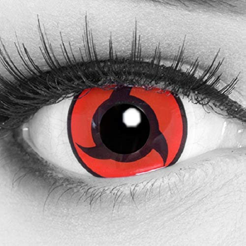 Meralens A0469 Itachi Kontaktlinsen mit 60ml Pflegemittel mit Behälter ohne Stärke. Perfekt zu Halloween, Fasching und Cosplay. 1er Pack (1 x 2 Stück)