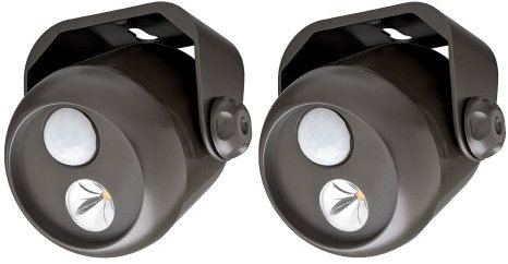 Mr Beams drahtloser, batteriebetriebener LED Mini Scheinwerfer mit Bewegungsmelder und Lichtsensor braun MB312 (2-er Pack)