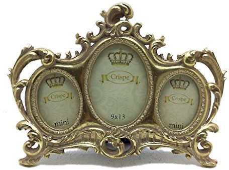 Crispe Bilderrahmen Venezia im Antik-Look in Antikgold Größe 30 x 22 cm - mit 3 Bildmaßen 6 x 8 + 9 x 13 + 6 x 8 cm Rahmen Bild Foto Barock
