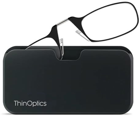 ThinOptics Gafas De Lctura Estuche Compacto Universal – Unisex Hombres Mujeres – Gafas De Lectura Compactas Y Livianas Con Tecnología Flex-fit, Schwarz, Force 1.00