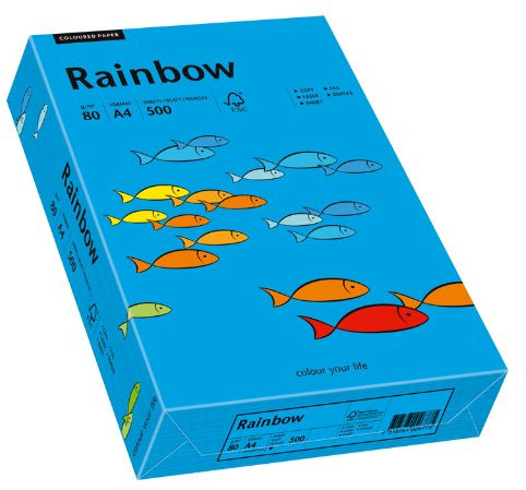 Papyrus 88042761 Drucker-/Kopierpapier farbig, Bastelpapier: Rainbow 80 g/m², A4 500 Blatt Buntpapier, Matt, intensivblau