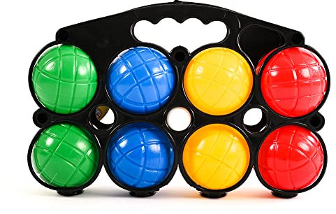 KandyToys 8 Piece Boules Set Colourful Garden Games Petanque Set in Carry Case