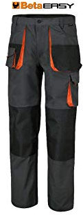 Beta 7900E S - Pantaloni da lavoro multitasche, inserti rinforzati e ginocchiere in poliestere. Due profonde tasche anteriori, tasca porta metro e nastro porta martello - Grigio