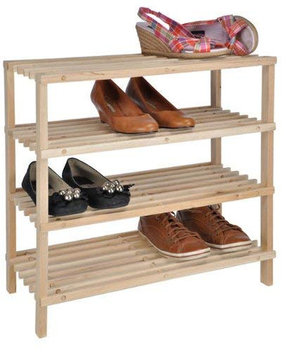Spetebo Holz Schuhregal für 8 Paar Schuhe - 54 x 52 x 26 cm - Schuhablage mit 4 Etagen - Schuhschrank Schuhständer Nischen Regal Flur Organizer