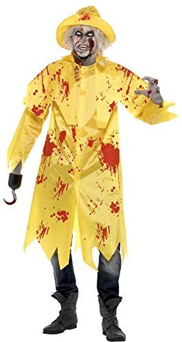Smiffys Men's Zombie Fisherman Sou'wester Costume, Jacket and Hat, Zombie Alley, Colour: Yellow, Size: L, 23293