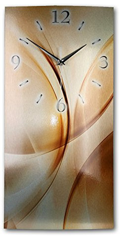 Kreative Feder Designer Wanduhr „Metallic Gold“ - leise Funkuhr Größe 50x25cm in modernem Design WAG179FL