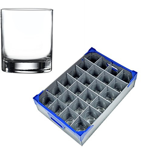 Rocks Tumbler Glass 30cl / 10.5oz and Glassware Storage Box | Catering Quality Glassware by Genware | x 24 Tumbler Glasses and x1 Glassware Storage Box with Lid