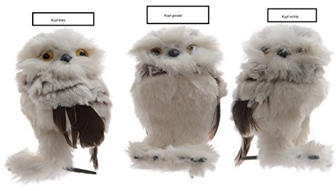 Kaemingk Eule Dekovogel Schneeeule Foam mit Plüsch und echte Federn H 12 cm Stückpreis
