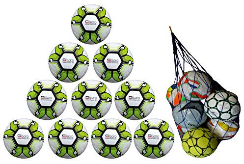 Lisaro 10 Fußbälle / 10er Ballpaket Soccerlite Gr. 5 | 290g + Gratis Ball-Netz | Top-Jugend-Ball