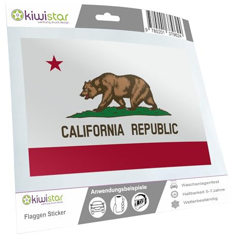 Kiwistar - Aufkleber - Kalifornien Sacramento - Bundesstaat USA Autoaufkleber Sticker State Flagge