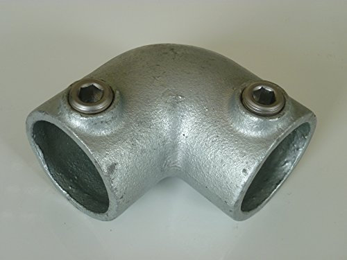B&T Metall Rohrverbinder Bogen 90° T125 Ø 42,4 mm (1 1/4) Temperguss thermisch vollbadverzinkt inkl. Stellschrauben