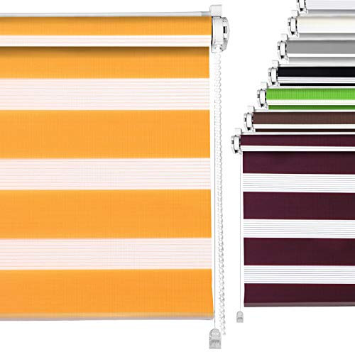 Doppelrollo Orange 70x215cm Duo-Rollo für Fenster Klemmfix ohne Bohren