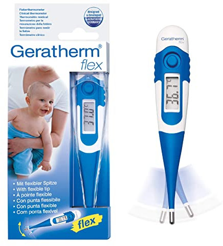 GERATHERM Fieberthermometer flex/Digitales Fieberthermometer mit flexibler Spitze/Thermometer Baby und Kinder Fieberthermometer/Digitalthermometer – Farbe Blau