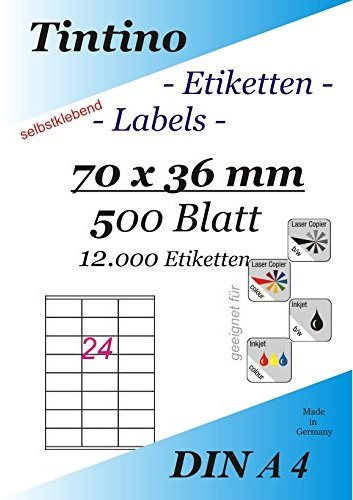 Etiketten 70 x 36-24 Stueck auf A4-500 Blatt DIN A4 selbstklebende Etiketten Internetmarke DHL Post 3475 3490