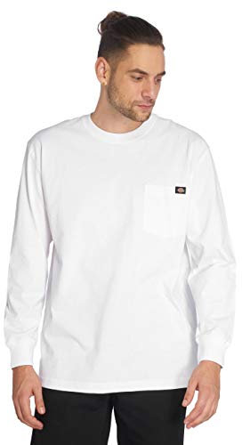 Dickies Men's Big Long-Sleeve Heavyweight Crew-Neck T-Shirt, White, 2X-Tall, XXL
