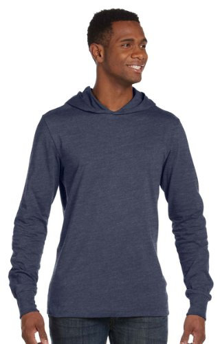 Canvas Unisex Jersey Long Sleeve Hooded T-Shirt (M) (Heather Navy)