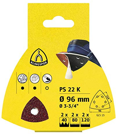 Klingpsor 241662 PS 22 K, Schleifpapier, selbsthaftend Pack Set⌀12, ⌀96 GLS 15, 5 Stück