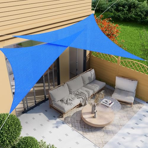 jarolift Sonnensegel Rechtwinklig Atmungsaktiv Sonnenschutz Sichtschutz für Balkon Terrasse Garten HDPE-Gewebe, 600 x 420 x 420 cm, Azurblau