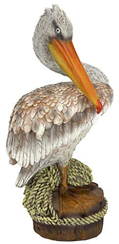 Design Toscano Ozean Pier 51 Pelikan Maritime Gartenstatue, Polyresin, vollfarbe, 38 cm