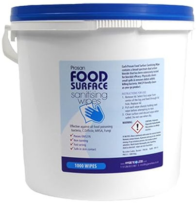 Hygiene4less Food Disinfectant Surface Wipes 1000 Sheet Bucket