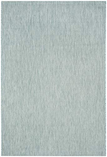 SAFAVIEH Zeitgenössische Teppich für Wohnzimmer, Esszimmer, Schlafzimmer - Courtyard Collection, Kurzer Flor, Aqua und Grau, 201 X 290 cm