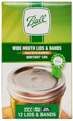 Ball Jars Wide Mouth Lids & Bands, 12 Lids and Bands