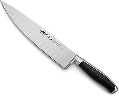Arcos Chefmesser aus Edelstahl 23 cm - Professionelles Küchenmesser mit Doppelschliff, Ideal zum Schneiden von Lebensmitteln - Ergonomischer Griff aus Polyoxymethylen, Schwarz, Serie Kyoto