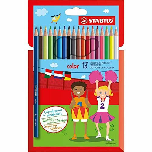 STABILO - Buntstift - color - 18er Pack - mit 18 verschiedenen Farben inklusive 3 Neonfarben