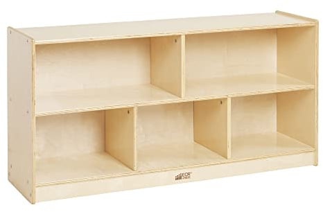 ECR4Kids 5-Compartment Mobile Storage Cabinet, Toddler, Classroom Furniture, Natural