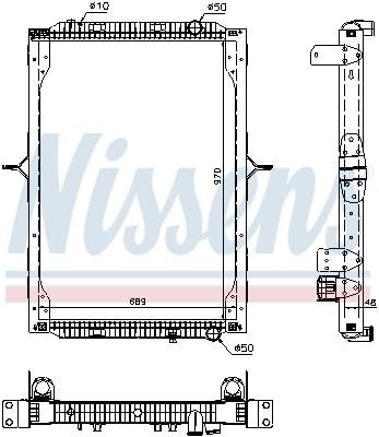 NISSENS Kühler Motorkühlung Kühler Wasserkühler Motorkühler Netzbreite 689mm Netzlänge 970mm Netztiefe 48mm 63786