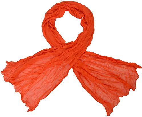 Miobo Loop Schal Crinkle Schal Halstuch Unifarbe 70 x 180cm Frühling Sommer Herbst Offen Orange