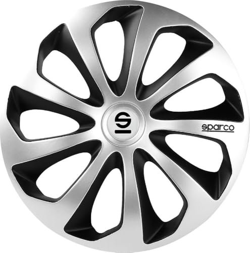SPARCO SPC1473SVBK Sicilia 4 Stück Radzierblenden, Silber/Schwarz, 4 Stück, 14 SCHWARZ/SILBER