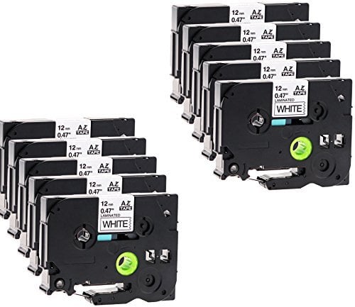 10x Schriftbandkassette für Brother TZe-231 12mm schwarz auf weiß 12mm breit x 8m lang laminiert geeignet für Brother P-Touch 1000W 1010 1090 1830VP 2030VP 2100VP 2430PC 2470 2730VP 7100VP 7600VP H100R H105WB H150WB H300 D200VP D400 D600VP P750W und andere P-Touch Geräte kompatibel zu TZE-231