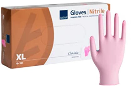 ABENA Nitrilhandschuhe XL, 100 Stück – Einmalhandschuhe Rosa, handschuhe einweg, puderfreie & latexfreie – Einweghandschuhe in S, M, L & XL verfügbar