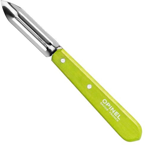 Opinel Erwachsene Kochmesser Schälmesser No. 115, rostfreier Sandvik-Stahl, für Rechts- und Linkshänder, hellgrüner Buchenholzgriff, Mehrfarbig, One Size, 254396