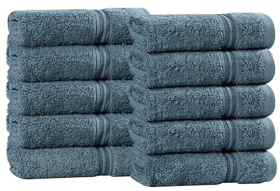 Superior Egyptian Cotton 10-Piece Face Towel Set , Small Towels For Facial, Spa, Quick Dry, Absorbent Towels, Bathroom Accessories, Guest Bath, Home Essentials, Washcloth, Airbnb, Sapphire