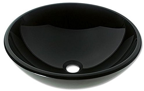 Art-of-Baan Premium Waschbecken rund - edles Aufsatzwaschbecken - schwarz Glas Becken für Waschtisch - Waschschale - 420 x 420 x140 mm