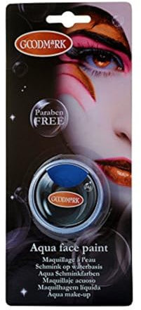 Goodmark 02005377-N - Profi Aqua Make Up Blau, 1 Stück, 14g in der Dose, wasserlöslich, auf Blisterkarte, Make-Up, Schminke, Karneval, Kostüm, Bühne, Theater, Halloween