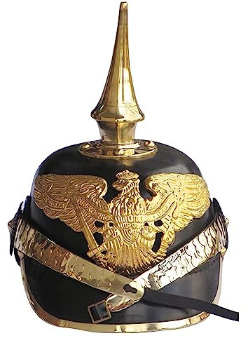 Brass German Pickelhaube Imperial Prussian Helmet - Leather by historicalmuseumstore
